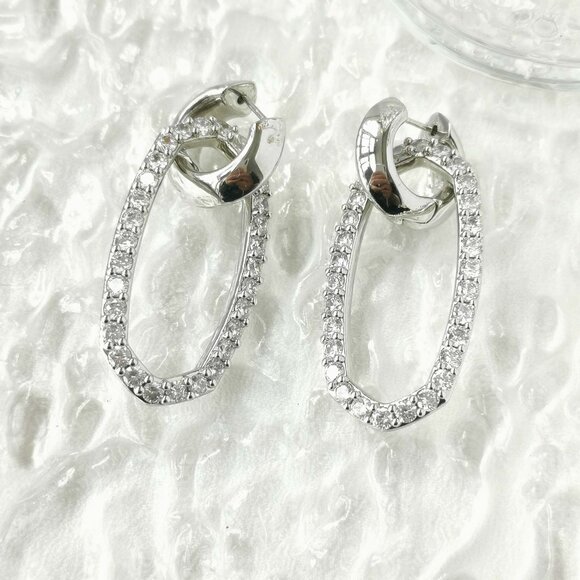 Kendra Scott - Danielle Silver White Crystal Convertible Link Earrings - new - Picture 1 of 3